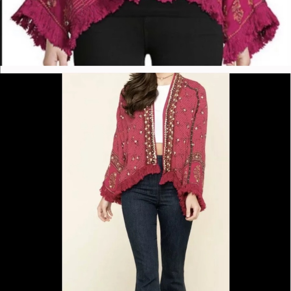 NEW Free People pink kimono sequin jacket - Picture 3 of 5